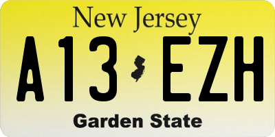 NJ license plate A13EZH