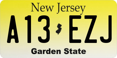NJ license plate A13EZJ