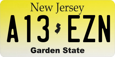 NJ license plate A13EZN