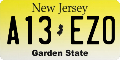 NJ license plate A13EZO