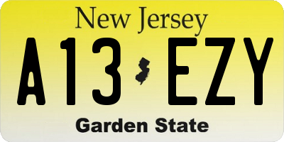 NJ license plate A13EZY
