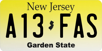 NJ license plate A13FAS