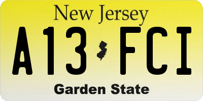NJ license plate A13FCI
