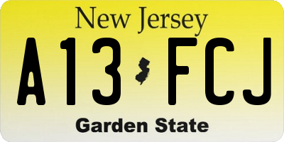 NJ license plate A13FCJ