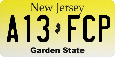 NJ license plate A13FCP