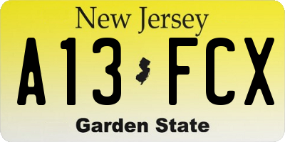 NJ license plate A13FCX