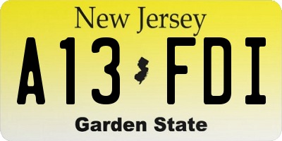 NJ license plate A13FDI