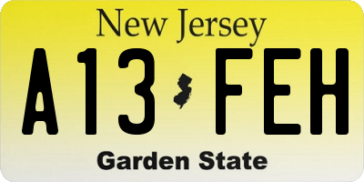 NJ license plate A13FEH