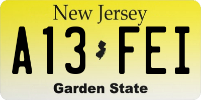NJ license plate A13FEI