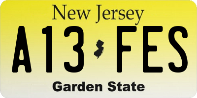 NJ license plate A13FES