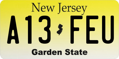 NJ license plate A13FEU