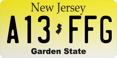 NJ license plate A13FFG