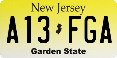 NJ license plate A13FGA