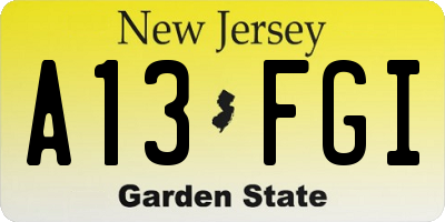 NJ license plate A13FGI