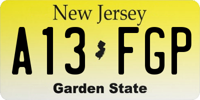 NJ license plate A13FGP