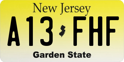 NJ license plate A13FHF