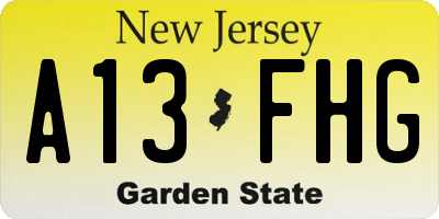 NJ license plate A13FHG