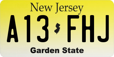 NJ license plate A13FHJ