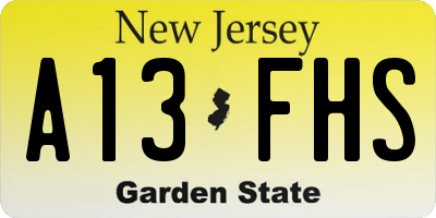 NJ license plate A13FHS
