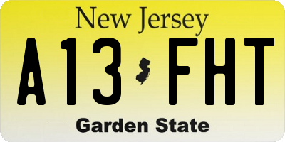 NJ license plate A13FHT