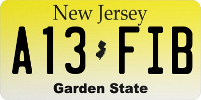 NJ license plate A13FIB