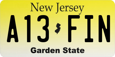 NJ license plate A13FIN