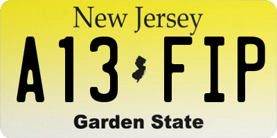 NJ license plate A13FIP