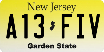 NJ license plate A13FIV