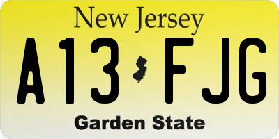 NJ license plate A13FJG
