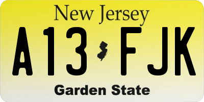 NJ license plate A13FJK