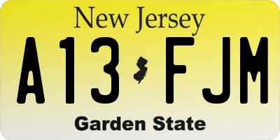 NJ license plate A13FJM