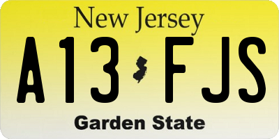 NJ license plate A13FJS