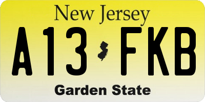 NJ license plate A13FKB