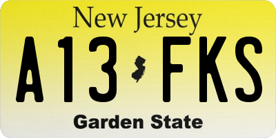 NJ license plate A13FKS