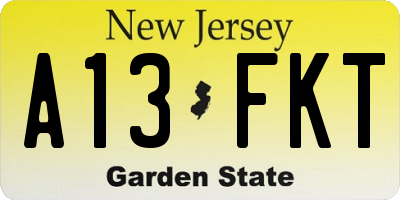 NJ license plate A13FKT