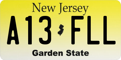 NJ license plate A13FLL