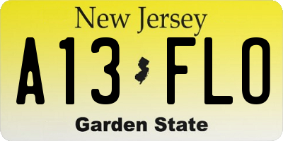NJ license plate A13FLO