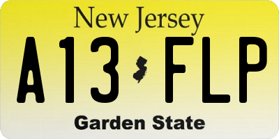 NJ license plate A13FLP