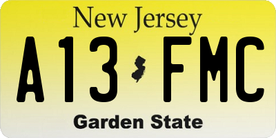 NJ license plate A13FMC