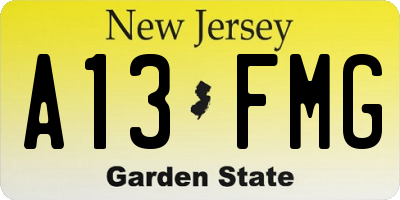 NJ license plate A13FMG