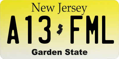 NJ license plate A13FML