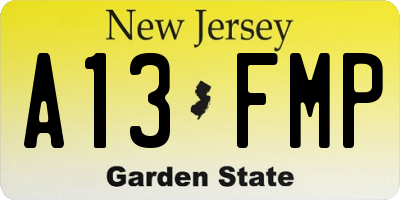 NJ license plate A13FMP