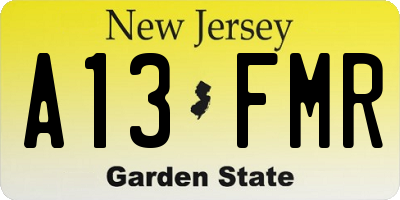NJ license plate A13FMR