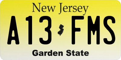 NJ license plate A13FMS