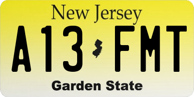 NJ license plate A13FMT