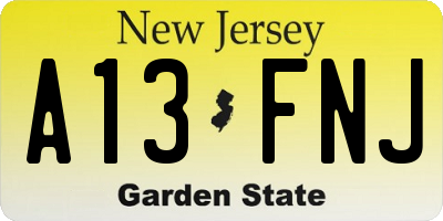 NJ license plate A13FNJ