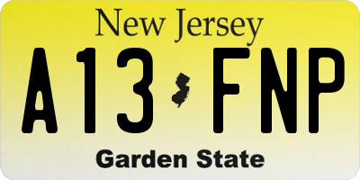 NJ license plate A13FNP