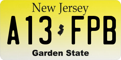 NJ license plate A13FPB