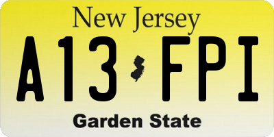 NJ license plate A13FPI