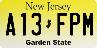 NJ license plate A13FPM